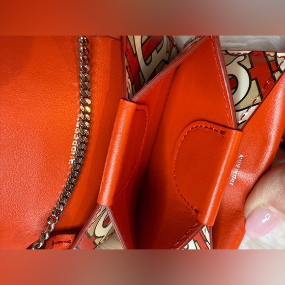 Burberry Calfskin Monogram Jessie Chain Card Case Vermillion 2019 - Picture 9 of 9
